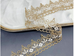 КРУЖЕВНАЯ ЛЕНТА, 3.6 СМ. АРТ. К-00018, 1 МЕТР. ЦВЕТ: Белый/золотистый