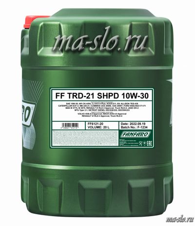 Масло моторное для грузовых автомобилей Fanfaro TRD-21 10W-30 20l MA-SLO.RU