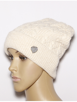 Екатеринбург. Шапка женская "Ажурная листик"11394  бежевая, молочная, ваниль