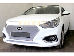 Защита радиатора Hyundai Solaris 2017- chrome верх PREMIUM