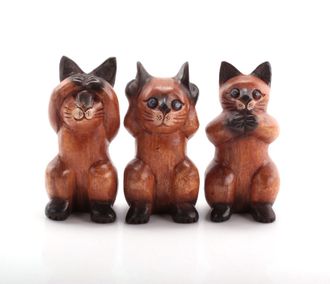 Модель № W70: набор статуэток &quot;3 кошки: ничего не вижу, не слышу, не скажу&quot;
