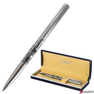 Ручка подарочная шариковая GALANT «Basel», корпус серебристый с черным, хромированные детали, пишущий узел 0,7 мм, синяя. 141665