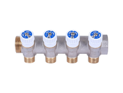 Коллектор STOUT распределительный 3/4", 4 отвода 1/2" плоское уплотнение (Арт. SMB 6852 341204)