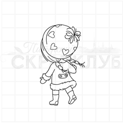 Штамп девочка в теплой одежде