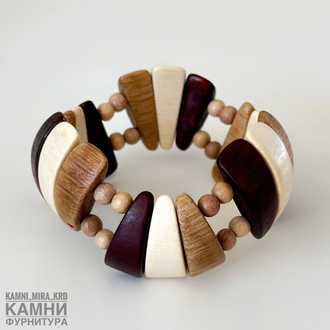 Браслеты "Зубчики" микс деревянных бусин 28,5х9-10 мм, цена за штуку