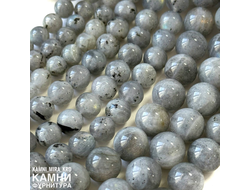 Лабрадор серый непрозрачный яркая иризация, шары 9,5-9,8 мм, цена за нить 20 см