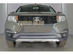 Защита радиатора Lada Largus 2021-... / Largus Cross 2021-... (2 части) chrome низ