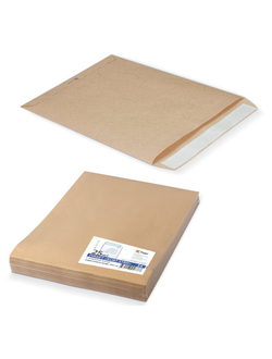 Конверт-пакеты Е4+ плоские (300х400 мм), до 300 листов, крафт-бумага, отрывная полоса, КОМПЛЕКТ 25 шт., 312017.25