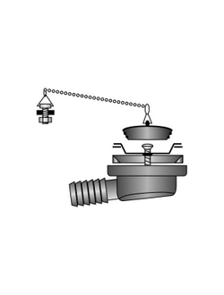 Сливное колено Barka Drain PF2535 под шланг Ø25мм с колпачком на цепи 35см из нейлона и нержавеющей стали
