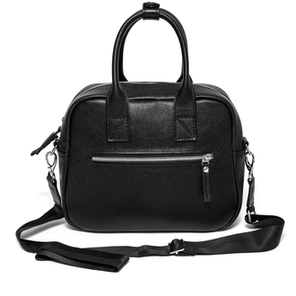 Черная кожаная женская сумка Daisy Black с кожаным ремнем