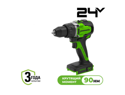 Дрель-шуруповерт аккумуляторная Greenworks GD24DD90 24V, АКБ 5 Ач и ЗУ