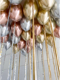 шары хром розовое золото, хром золото, хром серебро, доставка цветов краснодар