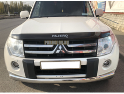 Защита переднего бампера d75х42 (овал) для Mitsubishi Pajero IV