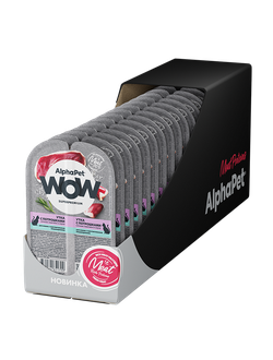 AlphaPet (АльфаПет) WOW Superpremium влажный корм (пауч) для кошек с чувствительным пищеварением утка с потрошками в соусе, 80 г