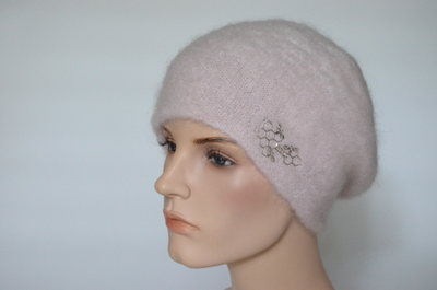 Розовый вязаный женский берет Vizio Италия 6945 B