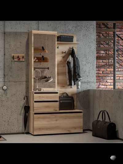 Берген вешалка с зеркалом прихожая Дуб делано/Венге