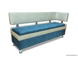 Кухонный ДИВАН "ФОРУМ-4" с боковой спинкой, Синий/Слоновая кость Правый