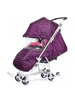 Санки-коляска NIKA kids «Наши детки 3-1К» с фламинго сливовый