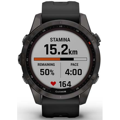 Умные часы Garmin Fenix 7s Sapphire Solar титановый серый DLC с черным ремешком