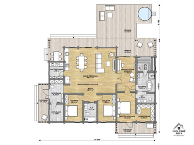 "Авангард": дом из клееного бруса с односкатной кровлей 280 м²