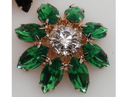 ПУГОВИЦЫ ДЕКОРАТИВНЫЕ СО СТРАЗАМИ Dolce&Gabbana, 31 мм. 50 шт. Р-0043. Цвет: зеленый