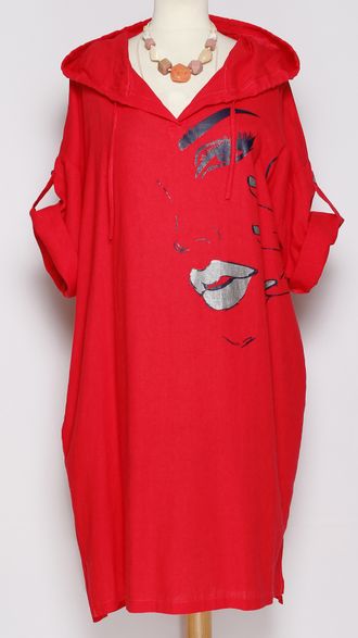 ПЛАТЬЕ БОХО  "КАПЮШОН" лицо арбуз р.50