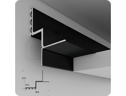 Алюминиевый теневой профиль из алюминия под гипсокартон ПО-142 Черный