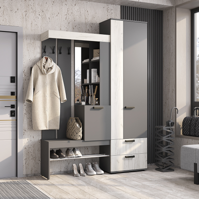 Прихожая Трамп графит/дуб крафт белый (BTS)