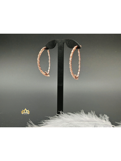 Серьги-полукольца с парящими кристаллами на золотистом металле 4,5см