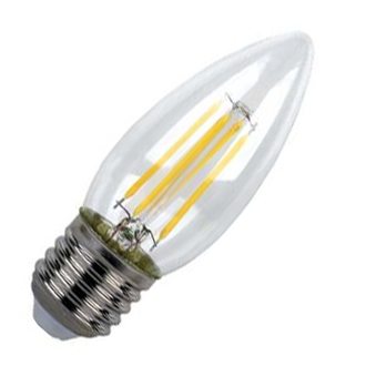 Лампа светодиодная Ecola свеча E27 5W 4000K 4K прозр. 96x37 филамент (нитевидная), 360° Premium N7QV50ELC