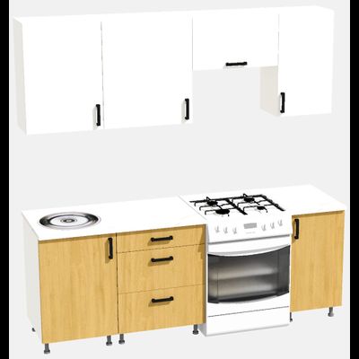 Кухня Эконом 1,5 метра (1100х400) Цвет: Белый/Дуб Сонома