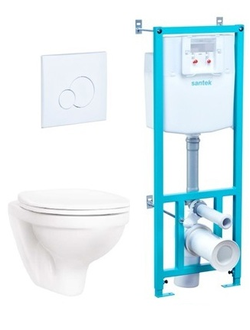 Комплект Santek Бореаль 1WH302464 подвесной унитаз+инсталляция +сиденье+панель бел. цвета