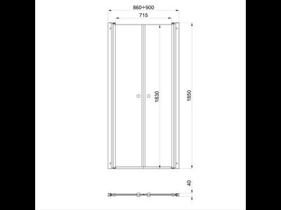 Дверь душевая Дабл 90*185, хром, прозр.(1место) [53814]