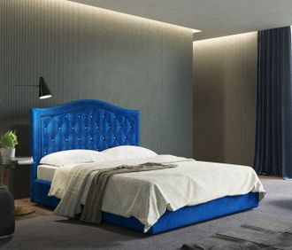 Кровать Angelo Cherry с пуговицами синяя
