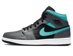 Кроссовки Nike Air Jordan 1 Mid Grey Aqua Серые 554724-063