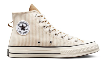 Кеды Converse Chuck Taylor 70 Crafted Stripe Hi Top бежевые высокие в полоску