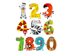 Фольгированная цифра - "Забавные животные"