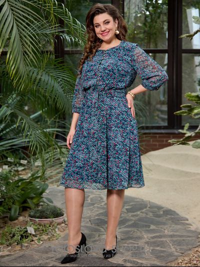 Модель: 2318.Платье из шифона с растительным орнаментом