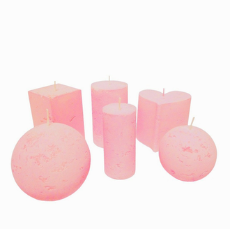 Свеча столбик рустик розового цвета 4x9 см