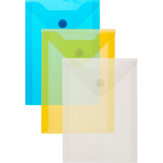 Папка -конверт на кнопке А6105x148мм, 180 мкм,Attache  ассорти, 10шт.уп.