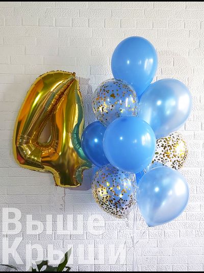 Сет "Небесное золото" (10 шариков + 1 цифра)