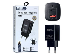 Сетевое зарядное устройство MRM XQ75 PD 20W + QC3.0 Black