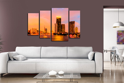 Модульная картина "Небоскребы у воды"