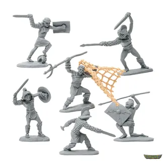 Набор солдатиков "Гладиаторы" - 6 фигур + сетка (Бежевый цвет)