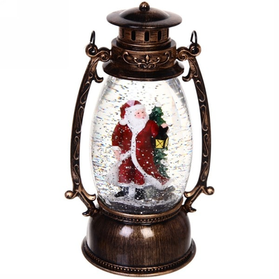 Новогодний музыкальный фонарик "Дед Мороз" со снегом и USB кабелем, 25х10х10см (6 видов)