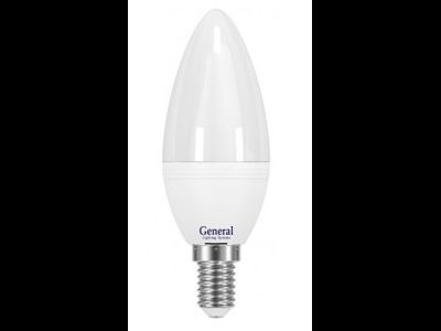 Лампа светодиодная General свеча E27 7W 2700K 2K 38x108 пластик/алюмин. 650000