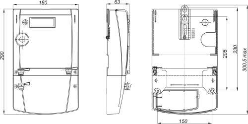 ГАБАРИТНЫЙ ЧЕРТЕЖ СЧЕТЧИКА NP73E.3-5-1