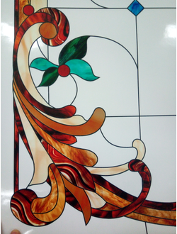 Витражная пленка, витражная пленка самоклеющаяся, пленочный витраж с классическим рисунком