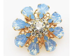 ПУГОВИЦЫ ДЕКОРАТИВНЫЕ СО СТРАЗАМИ И КРИСТАЛЛАМИ, 26 мм. 50 шт. РК-00070. Цвет: Голубой