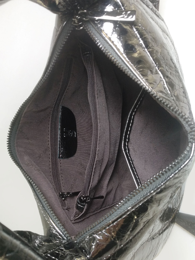 (АРТИКУЛ: 10153/3/5) СУМКА НЕБОЛЬШАЯ, НАТУРАЛЬНАЯ КОЖА, ЦВЕТ "ТЕМНОЕ СЕРЕБРО" С СИЛЬНЫМ БЛЕСКОМ,  РЕМЕНЬ ЧЕРЕЗ ПЛЕЧО *